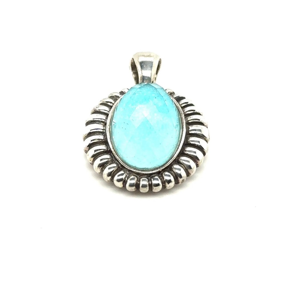 LAGOS MAYA STERLING SILVER  TURQUOISE DOUBLET PENDANT - Picture 3 of 7